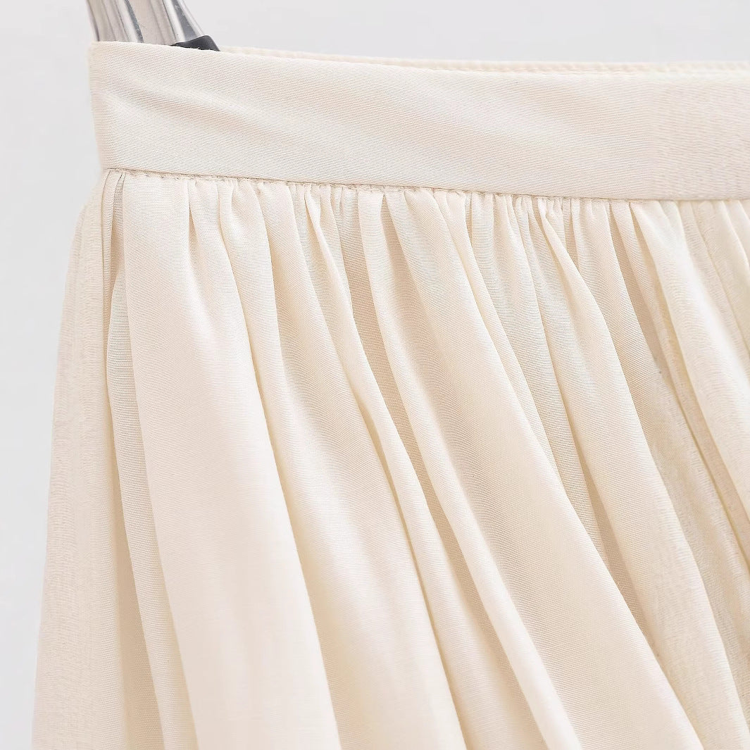Deep V-neck ruffle sleeves solid color pleated dress fashionable and elegant for women